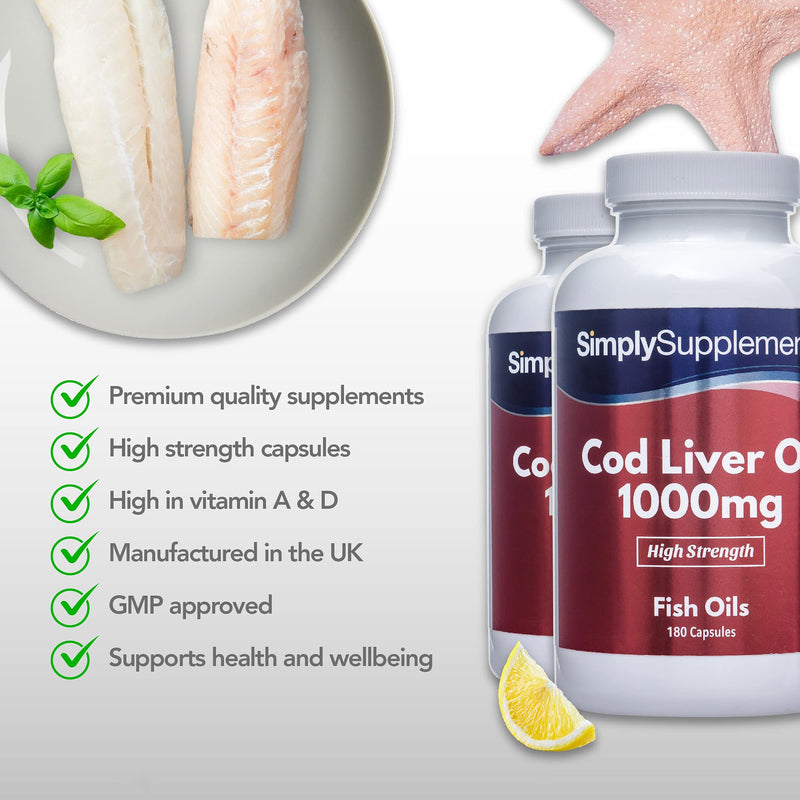 [Australia] - Cod Liver Oil 1000mg | Rich in Omega 3 Fatty Acids | 360 Capsules = Up to Year Supply | Manufactured in The UK 
