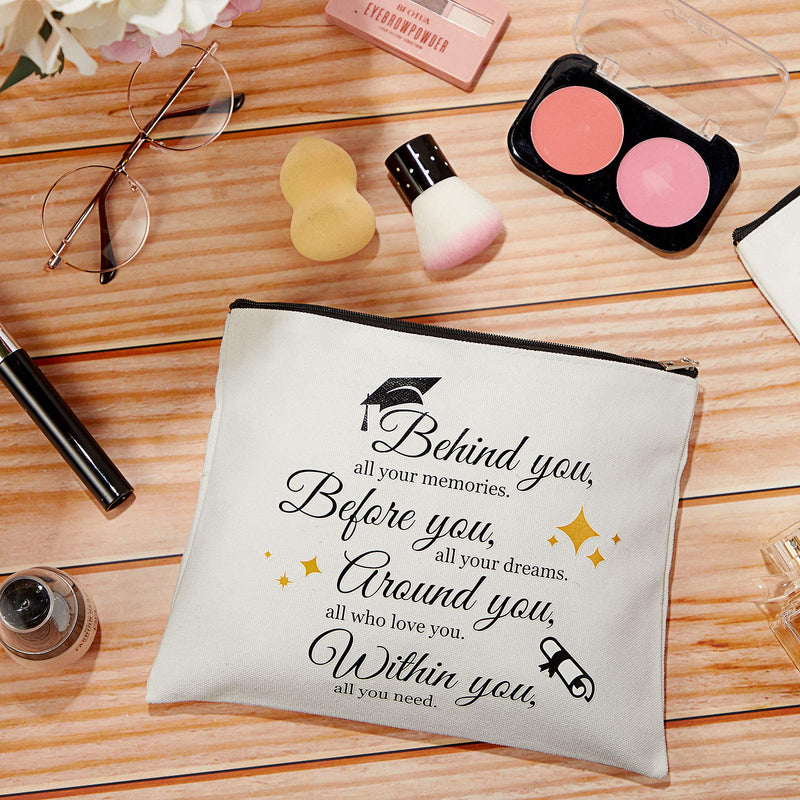 [Australia] - 2 Pieces Graduation Gifts Makeup Bags for Her, Behind You All Memories Before You All Your Dreams, Inspirational Gifts for Graduates, Daughter, Friends 