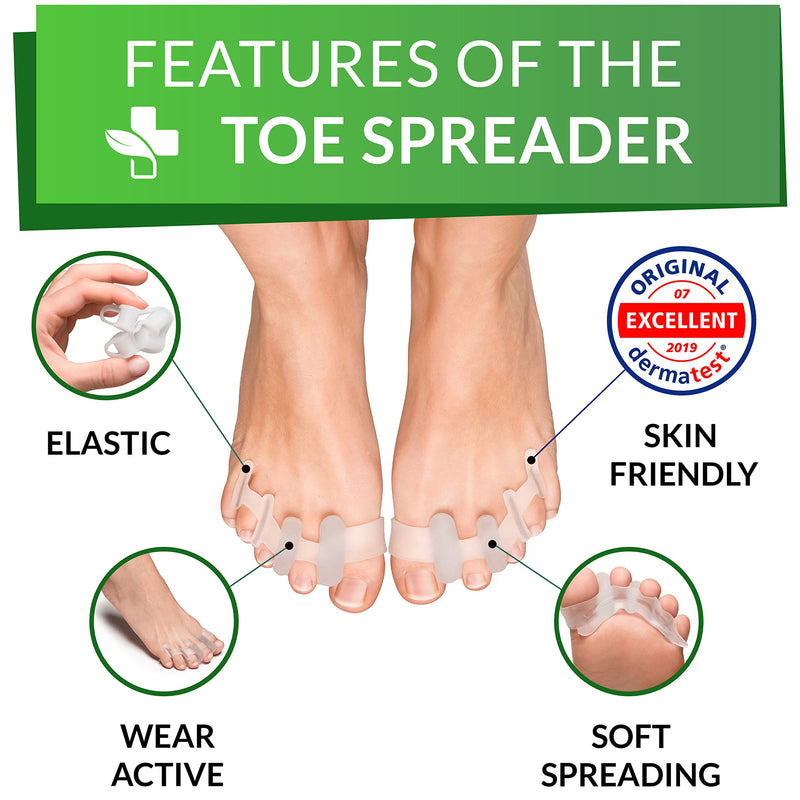 [Australia] - YogaMedic® Toe Separator for Overlapping Toes [4Pcs] to Relax Toes, Different Hardness Degrees, Improved Gel Silicone, 0% BPA, One-Size - Spreader Spacers Straighteners 