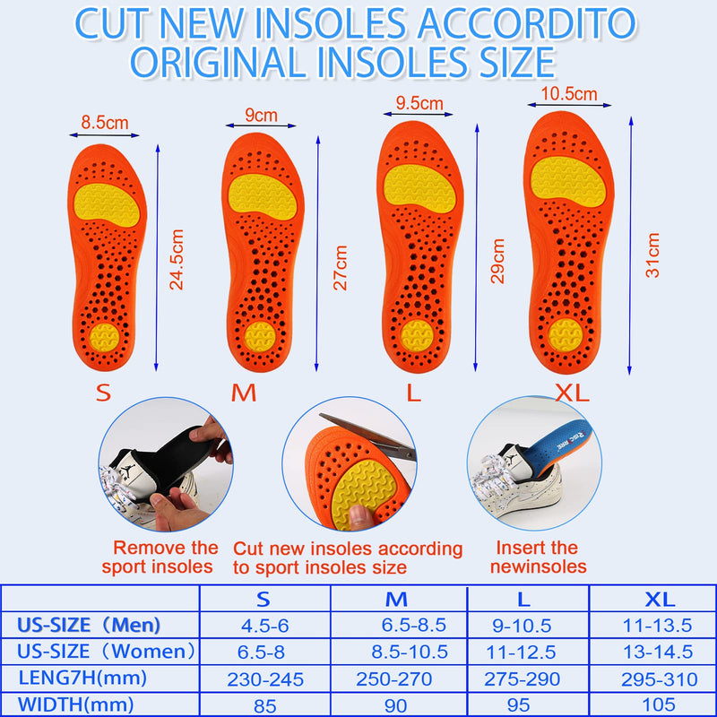 [Australia] - Insoles for Men and Women- Support Shock Absorption Cushioning Sports Comfort Inserts, Breathable Shoe Inner Soles for Running Walking,Hiking,Working M:Men's:7-9|Women's:9-11 