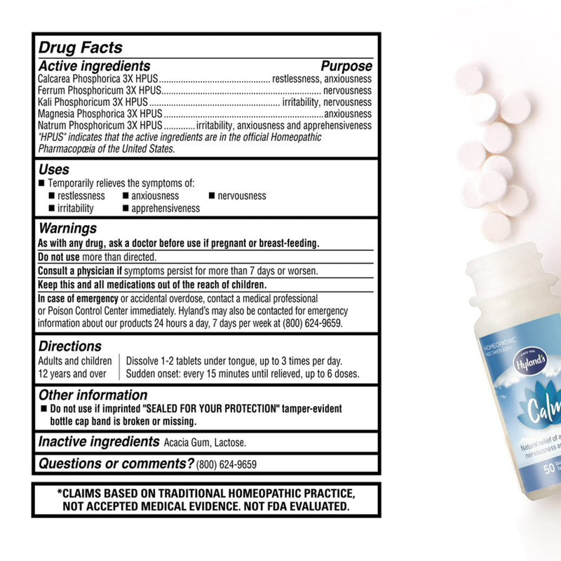[Australia] - Hyland's Naturals Calm Tablets, Stress Relief Supplement, Natural Relief Of Anxiousness, Nervousness, And Irritability, 50 Count 