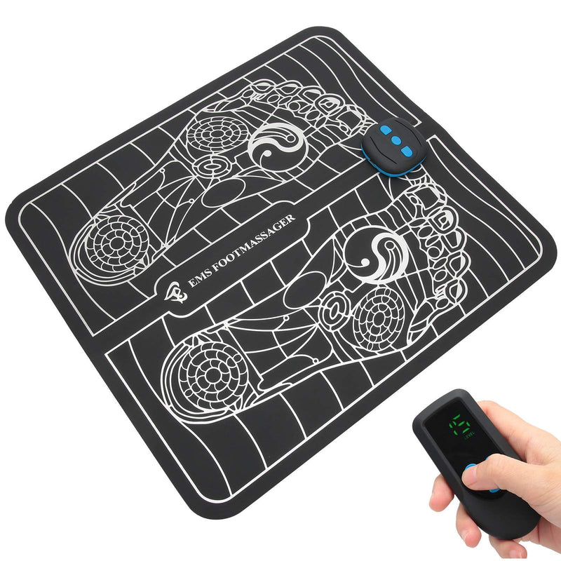 [Australia] - EMS Foot Massager, Electric Massage pad Muscle Stimulator USB Rechargeable Molded Leg Cushion feet Acupuncture Stimulator Massager ABS Stimulator with Remote Control 