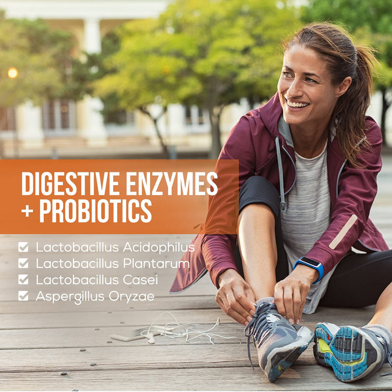 [Australia] - Digestive Enzymes with Probiotics, Bromelain and Papain - Gentle Digestion Support Multi-Enzyme Supplement for Women and Men - Daily Support for Gas, Bloating and Digestion, Non-GMO - 60 Capsules 60 Count (Pack of 1) 