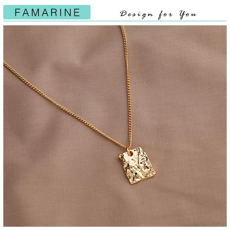 [Australia] - FAMARINE Gold Choker Layered Necklace for Women 4MM, Fashion Geometric Pandent 2 Layered Necklaces for Teen Girls Gift, 18K Gold Plated rope chain 