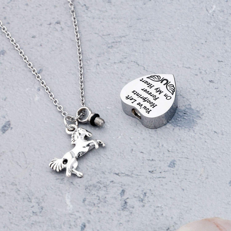 [Australia] - HOLLP Loss of Horse Remembrance Sympathy Gift Cinerary Casket Cremation Pendant Necklace Memorial Keepsake Gifts for Horse Lovers 