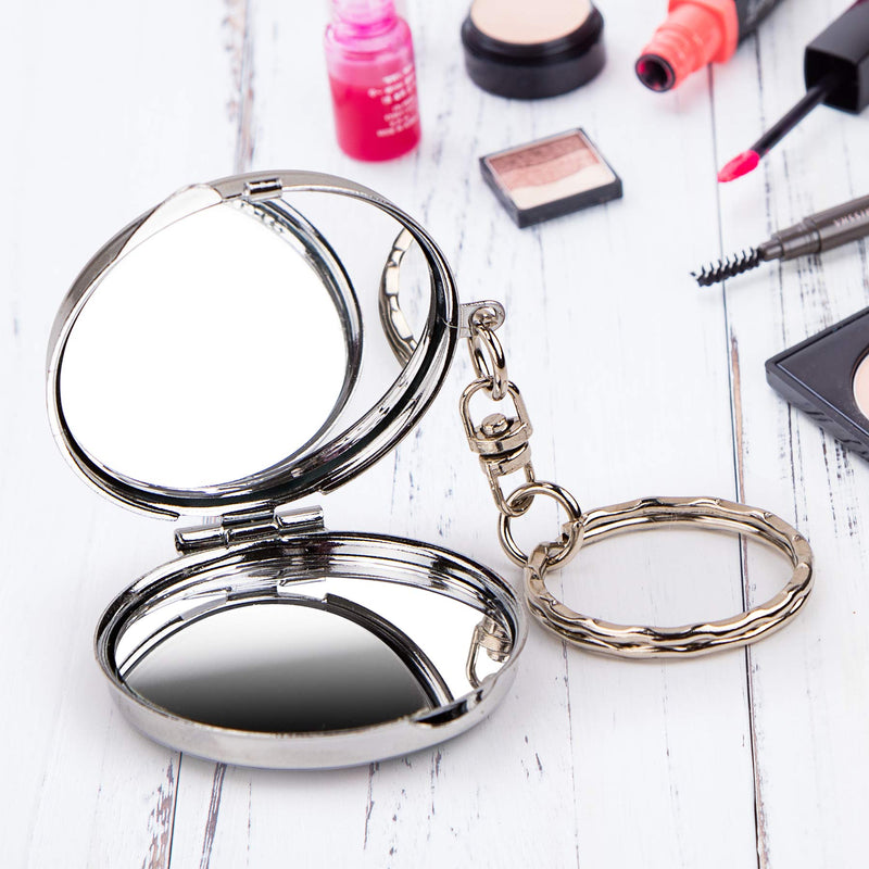 [Australia] - Portable Metal Folding Mirror Cosmetic Compact Mirror with Keyring Keychain 5 Pcs #a 