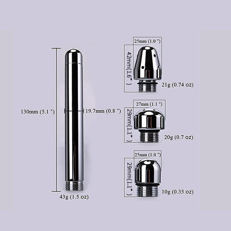 [Australia] - Shower Enema Douche Attachments Aluminium 3 Shower Head Water Nozzle Anal Rinse Vaginal Cleaning Kit Cleaner + Velvet Carry Bag 