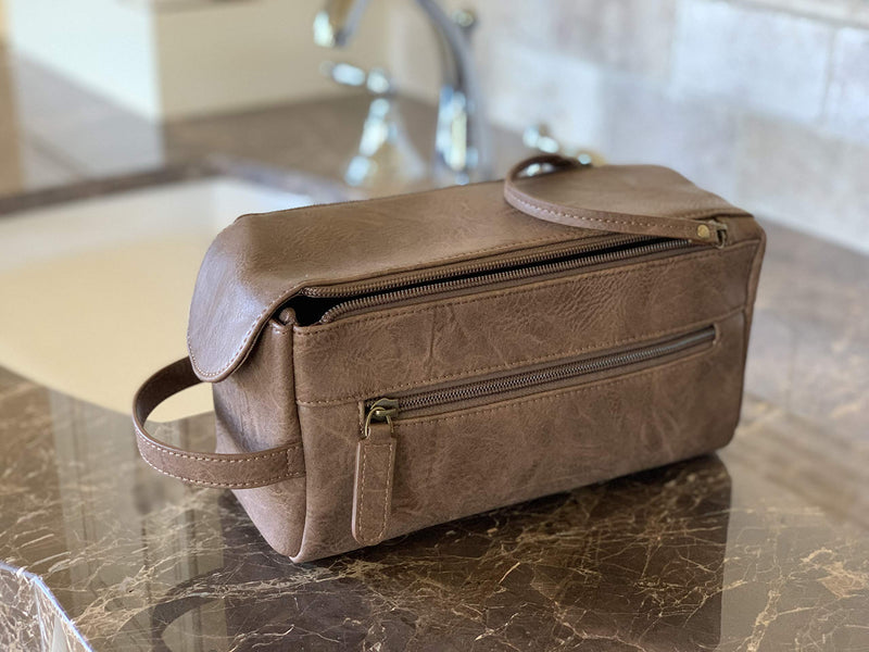 [Australia] - Calissimo Travel Tote Bag - Double Zipper Dopp Kit - Shaving Kit. Large Capacity Toiletry Bag 