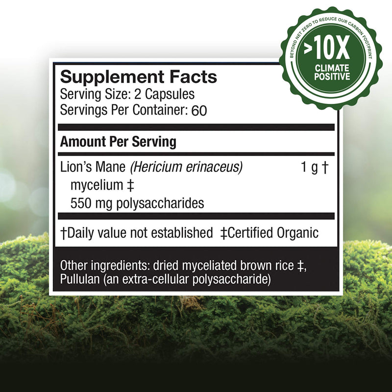 [Australia] - Host Defense, Lion's Mane Capsules, Promotes Mental Clarity, Focus and Memory, Mushroom Supplement, Unflavored, 120 120 Count (Pack of 1) Standard Packaging 