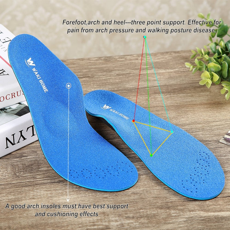 [Australia] - WAKI HOME Orthotics Insoles/Inserts/Pads with Arch Supports for Flat Feet,Plantar Fasciitis,Feet Pain,Pronation,Metatarsal Support for Men and Women Blue US Men 8---Women 10-10 1/2 (10.63")(270MM) 