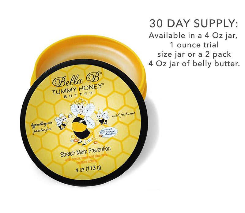 [Australia] - BELLA B Tummy Honey Butter 4 oz 1 Pack - Tummy Butter with Natural & Organic Ingredients - Pregnancy & Baby Safe - Use Daily for Fading Stretch Marks 4 Ounce (Pack of 1) 