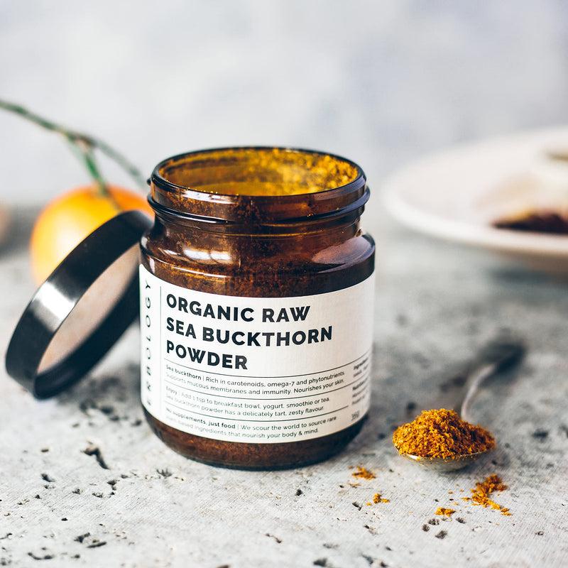 [Australia] - 100% Organic Sea Buckthorn Powder 35g - Seeds Removed, More Concentrated - Rich in Omega-7, Vitamin C and Beta-carotene - Straight from Farm - Raw, Vegan and Gluten-Free - Non-GMO - Recyclable Glass Jar 