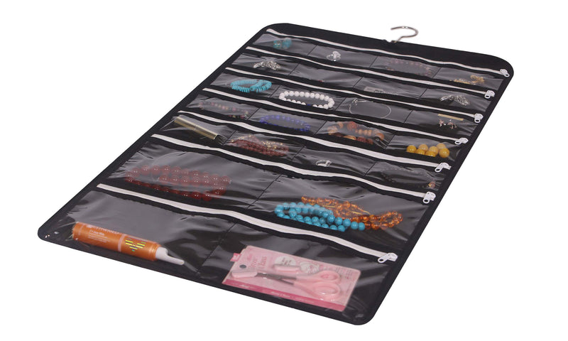 [Australia] - DIOMMELL Hanging Jewelry Organizer 47 Pockets with Zipper for Earrings Necklace Bracelet Ring Accessory Display Storage Bag Travel Holder Box 