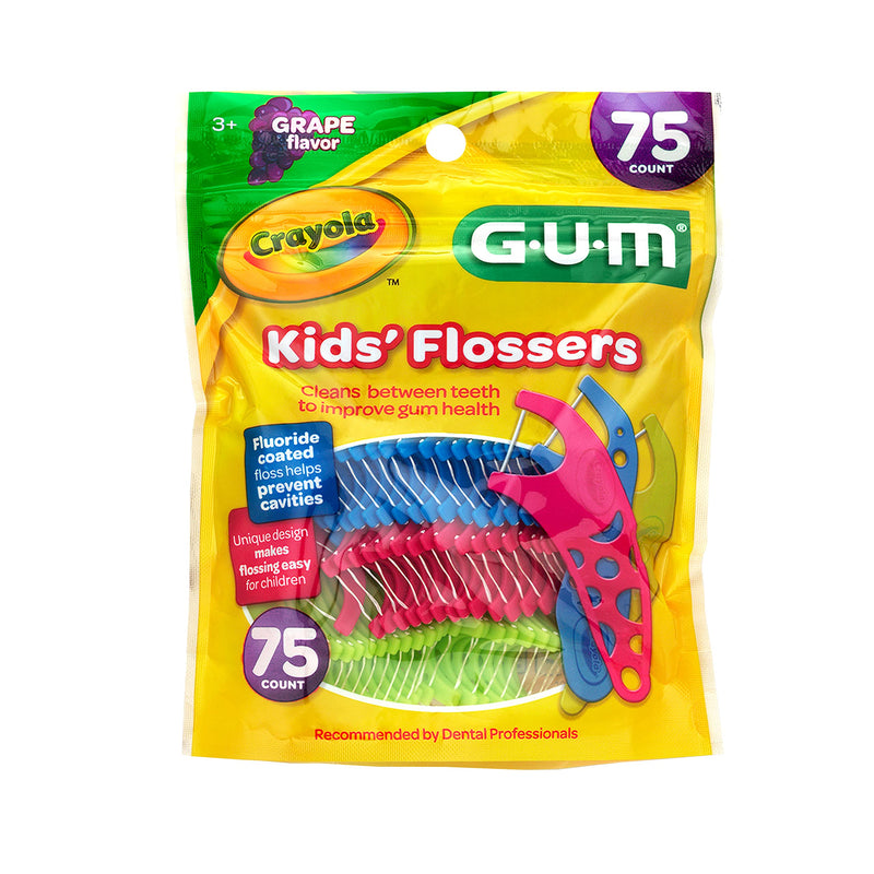 [Australia] - GUM-897 Crayola Kids' Flossers, Grape, Fluoride Coated, Ages 3+, 75 Count 75 Count (Pack of 1) 
