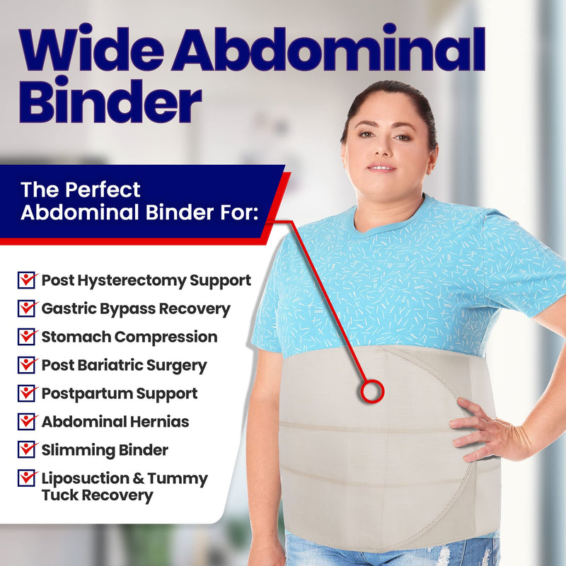 [Australia] - Abdominal Binder Plus Size Belly Binder – Postpartum Tummy Tuck Belt Gives Slimming Bariatric Band Stomach Compression Wrap to Help Hernia or Post Surgery, C Section Pregnancy Women Men (XXL/3Xl) XXL/3XL (47" to 70") 