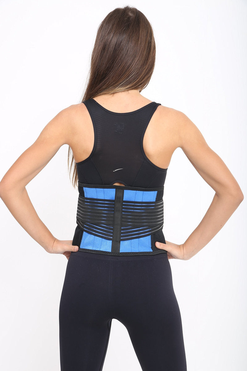 [Australia] - FitMad Adjustable Neoprene Double Pull Lumbar Support Lower Back Belt Brace - Back Pain/Slipped Disc Pain Relief - Large (32-36 inches) L 