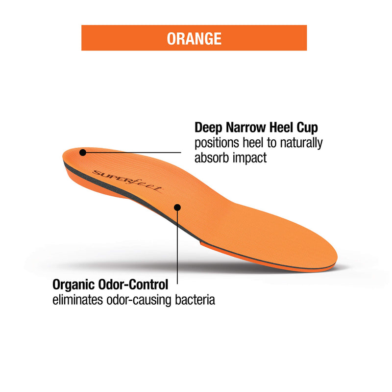 [Australia] - Superfeet ORANGE Insoles, High Arch Support and Forefoot Cushion, Orthotic Shoe Inserts for Anti-fatigue, Unisex, Orange 5.5-7 Men / 6.5-8 Women 