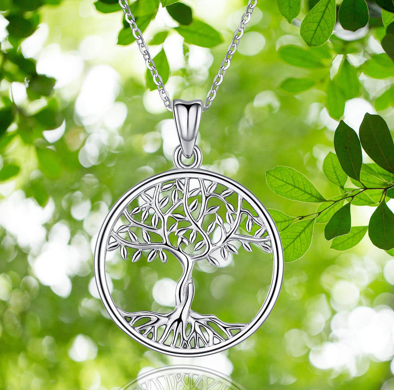 [Australia] - Tree of Life Necklace 925 Sterling Silver Family Tree Pendant 18" Chain,Dainty Tree of Life Pendant Charm Jewelry for Women Mom Grandma Teen Girls with Fine Jewelry Box 