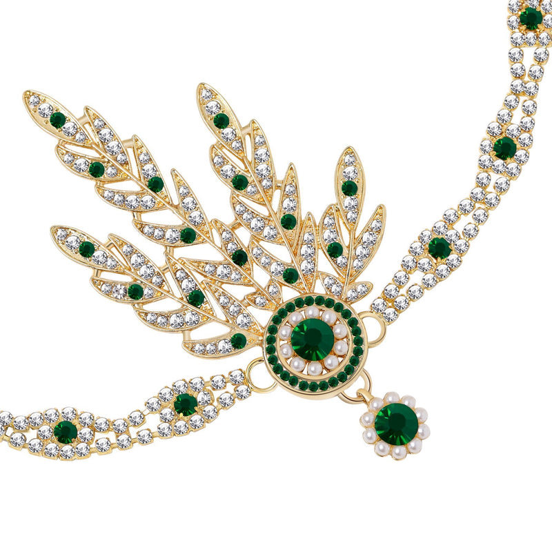 [Australia] - BABEYOND 1920s Headpiece Flapper Headpiece Vintage 1920s Headband Great Gatsby Accessories Women Roaring 20's Accessories with Gift Box Green 