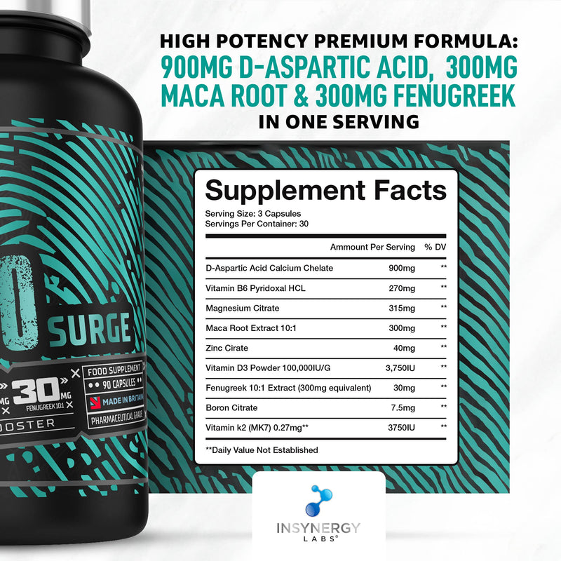 [Australia] - Testo Surge | Testosterone Booster Supplement for Men | Libido Booster Test Boost Support Supplements for Muscle Growth Energy Bulk | 90 Vegan Capsules Magnesium Zinc 