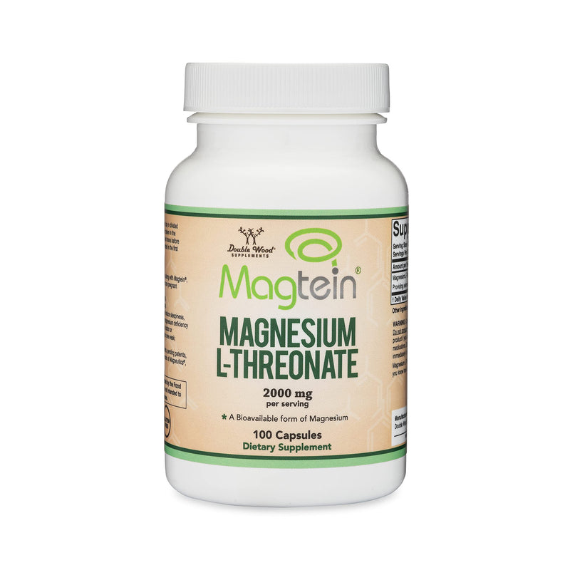 [Australia] - Double Wood Magnesium L Threonate Supplement | 100 High Strength Magnesium L Threonate Capsules - 2000mg Bioavailable Form Magnesium per Serving | Non-GMO & Gluten Free 