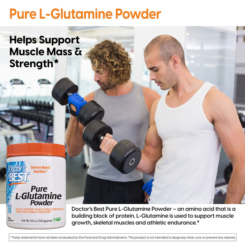 [Australia] - Doctor's Best Pure L-Glutamine Powder, Supports Muscle Mass, Strength & Post-Workout Recovery, Amino Acid, 300g 