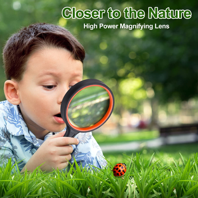 [Australia] - 2PCS Upgrade 10X Magnifying Glass, Large Handheld Magnifier Magnafying. Glasses for Kids/Seniors Reading, 3 Inch Shatterproof Lupa Magnify Glass Lens, Rubber Handle of Perforating Design - Observation 
