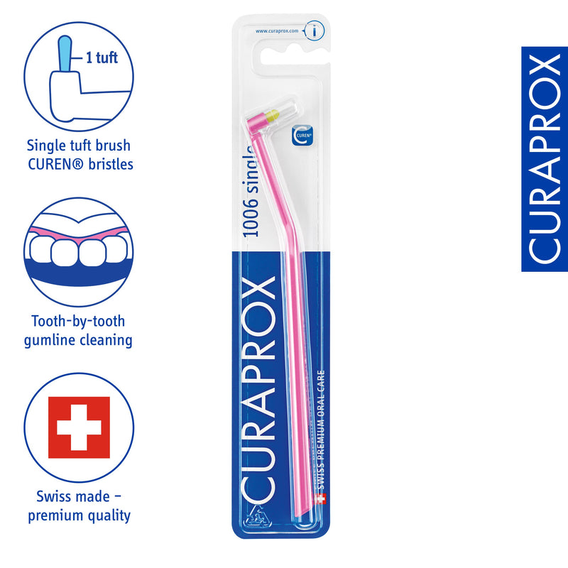 [Australia] - Curaprox CS 1006 Interdental Toothbrush, Assorted Colour. Manual Single Tuft Interdental Brush Ultra-Fine CUREN® Filaments 1 Count (Pack of 1) 
