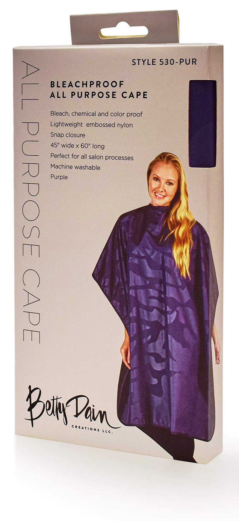 [Australia] - Betty Dain Bleach-proof All Purpose Styling Cape, Material Defends Against Bleach Stains, Color Proof, Chemical Proof, Waterproof, Lightweight Embossed Nylon, Purple 