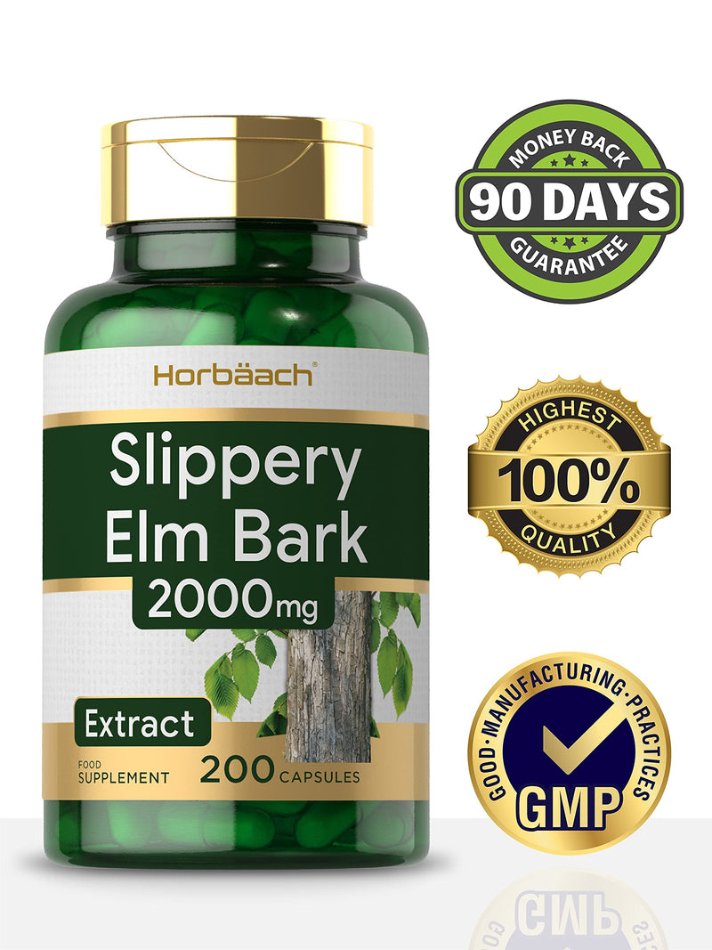 [Australia] - Slippery Elm Capsules | 2000mg | 200 Powder Capsules | No Artificial Preservatives | by Horbaach 