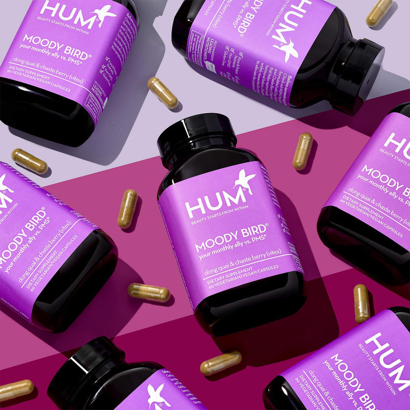 [Australia] - HUM Moody Bird - Mood Supplement for Women - Support for Cramps, Cravings, Irritability & Hormonal Balance - Chasteberry & Dong Quai Women's Monthly Support Supplement (60 Vegan Capsules) 