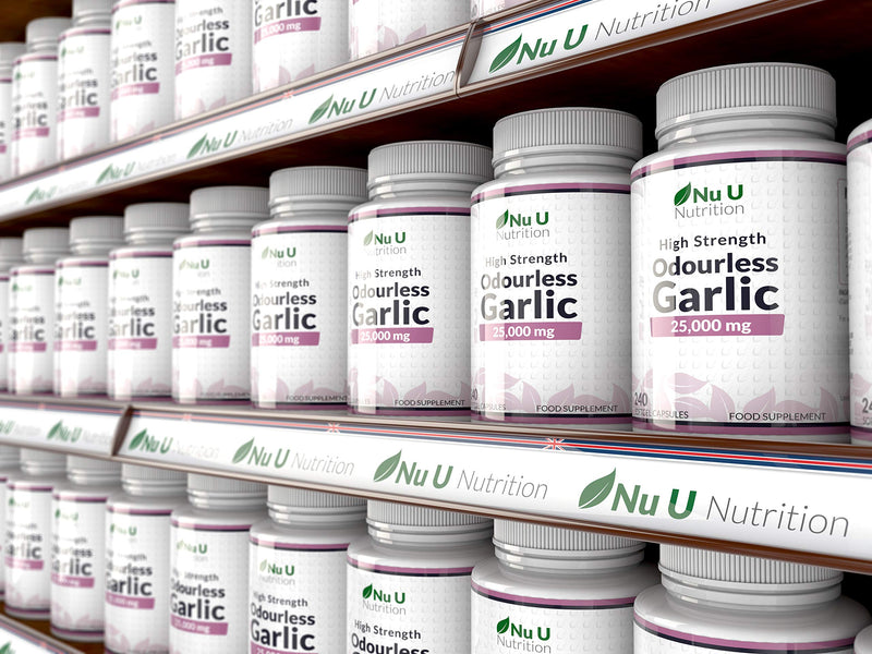 [Australia] - Garlic Capsules Odourless 25,000mg, 240 Softgel Capsules High Strength Garlic Supplement, 8 Month Supply - Deodourised Premium Garlic Oil Extract from Allium Sativum, Provides 6mg of Allicin 
