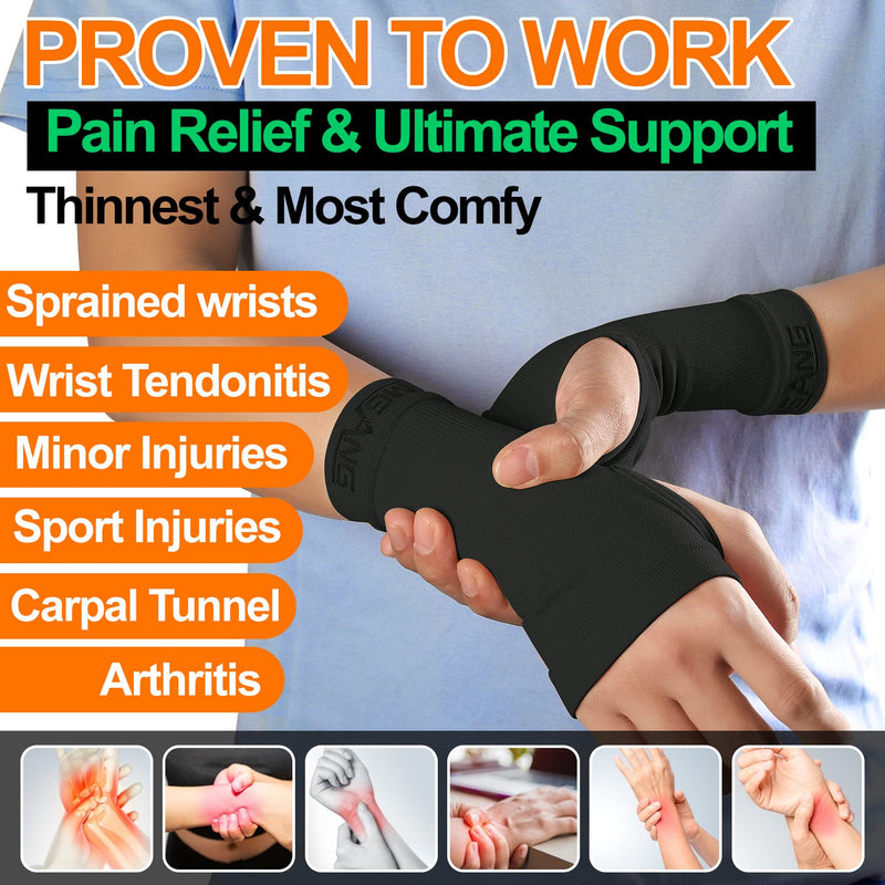 [Australia] - MGANG® Wrist Support Sleeves, 1 Pair Wrist Compression Gloves for Unisex, 20-30 mmHg Wrist Brace Support for Carpal Tunnel, RSI, Tendonitis, Sprains, HandInstability, Pain Relief, Black S Small(1 Pair) 