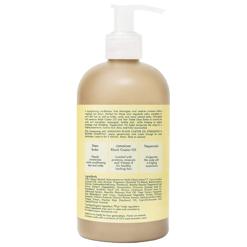 [Australia] - SheaMoisture Strengthen and Restore Rinse Out Hair Conditioner to Intensely Smooth and Nourish Hair 100% Pure Jamaican Black Castor Oil with Shea Butter, Peppermint and Apple Cider Vinegar 13 oz 12.98 Fl Oz (Pack of 1) 