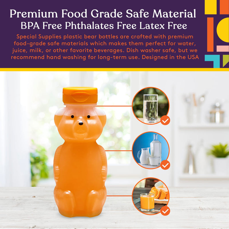 [Australia] - Special Supplies Honey Bear Straw Cup For Baby, 3 Straws, Squeezable Therapy and Special Needs Assistive Drink Container, Spill Proof and Leak Resistant Lid 