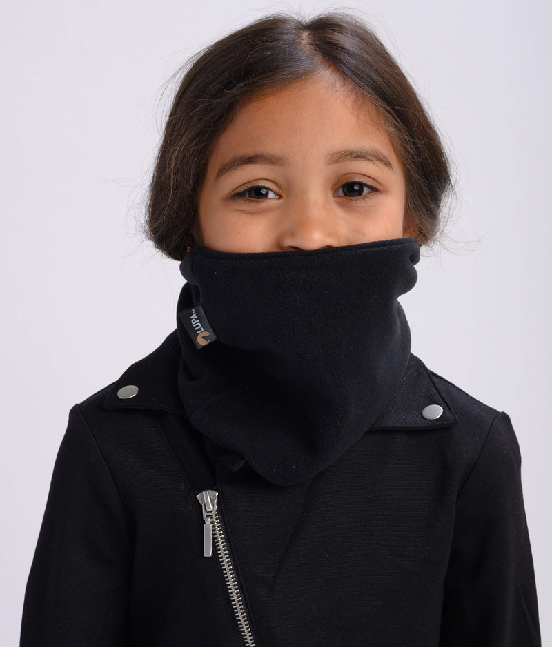 [Australia] - LUPA Kids Canadian Handmade Double-Layer Fleece Neck Warmer Black Small (2-6) 