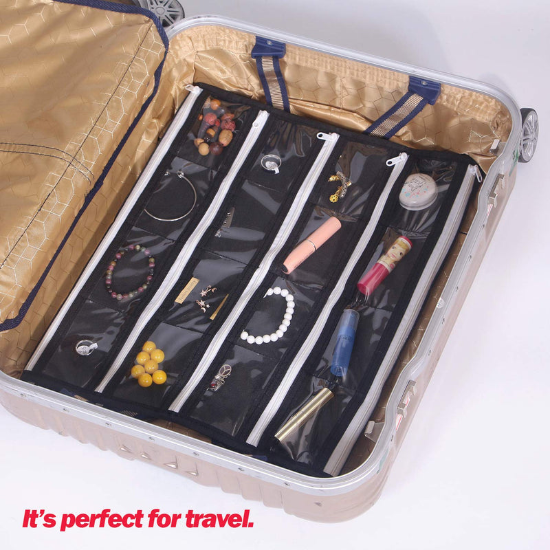 [Australia] - DIOMMELL Hanging Jewelry Organizer 47 Pockets with Zipper for Earrings Necklace Bracelet Ring Accessory Display Storage Bag Travel Holder Box 
