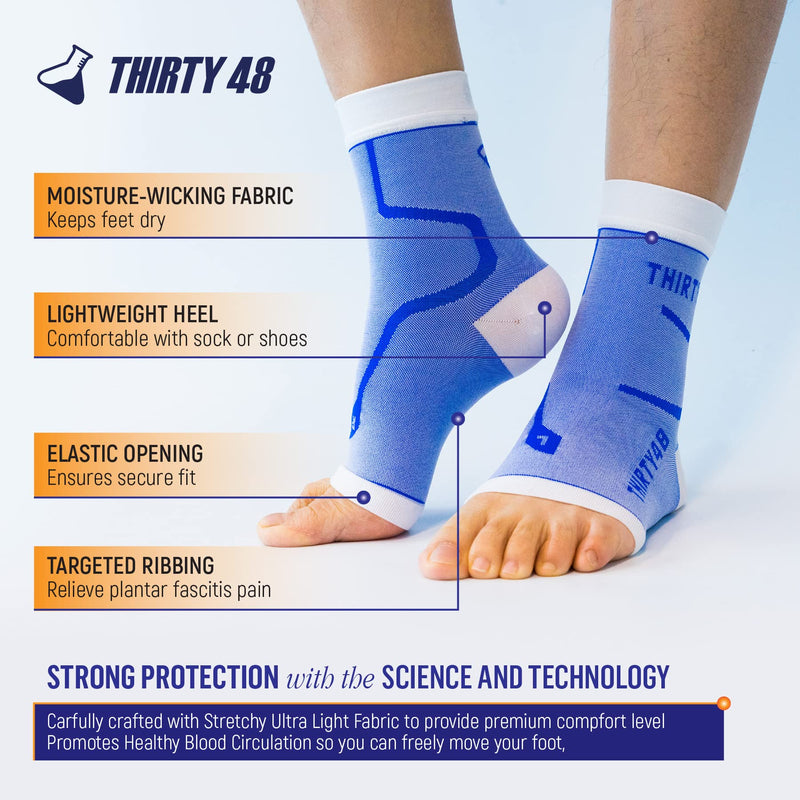 [Australia] - Thirty48 Plantar Fasciitis Compression Socks(1 or 2 Pairs), 20-30 mmHg Foot Compression Sleeves for Ankle/Heel Support, Increase Blood Circulation, Relieve Arch Pain, Reduce Foot Swelling Black (1 Pair) Small 