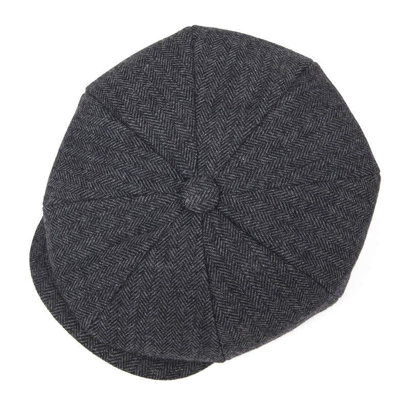 [Australia] - BOTVELA Men's 8 Piece Wool Blend Newsboy Flat Cap Herringbone Tweed Black 7 1/4-7 3/8 