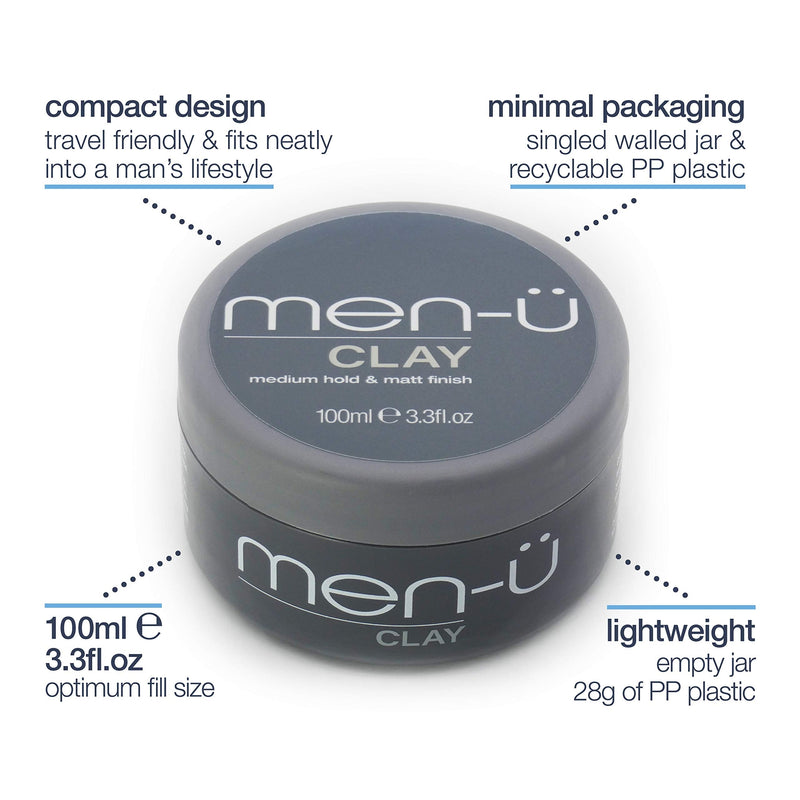 [Australia] - men-u hair CLAY 100ml, mens hair products ‚Äì Great for matt, choppy and dishevelled styles. SIGNATURE WATERMELON FRAGRANCE - Mens hair wax w/medium hold & matt finish. Single walled 100ml styling puck 