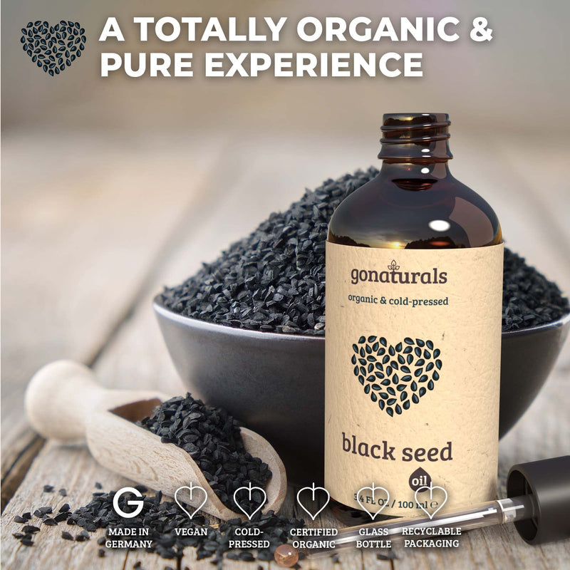 [Australia] - GONATURALS Black Seed Oil - Black Seed Oil Organic Cold Pressed: Hair Oils for Hair Growth from Black Cumin Seeds - Black Seed Oil for Hair Growth & Skin - A Cold Pressed Nigella Sativa Oil, 100ml 