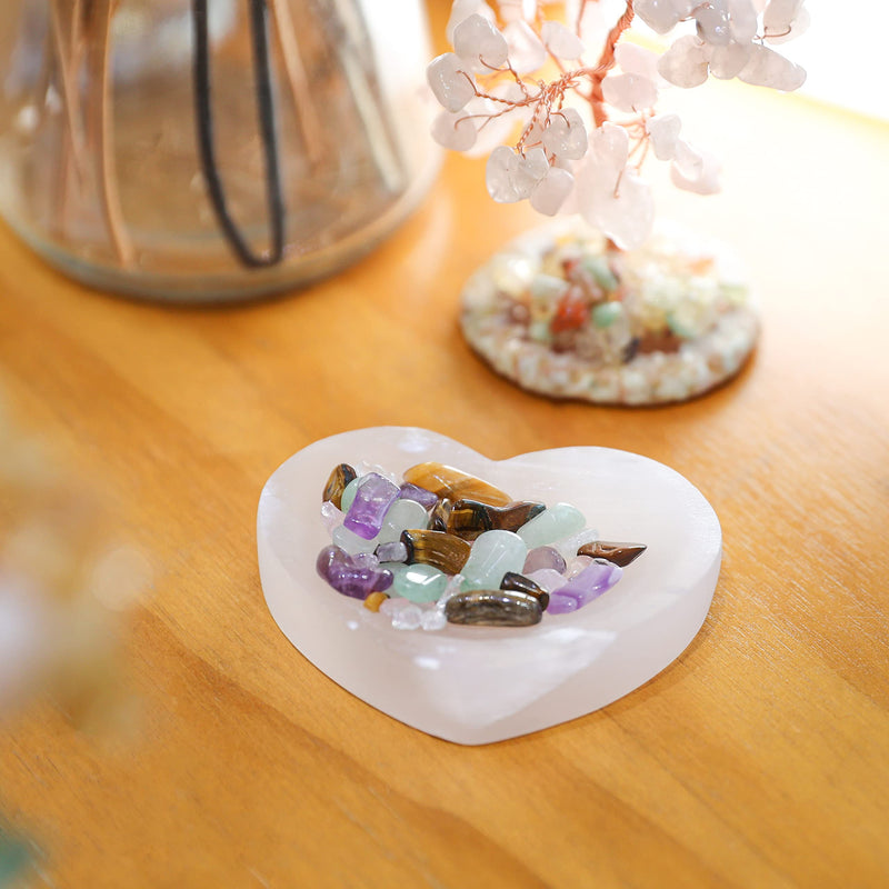 [Australia] - Halukakah Crystals Stones Selenite Moroccan Recharging Bowl Fengshui Cleansing Refresh Crystal Natural Gemstone Heart Shape 9cm Heart Bowl 9cm 