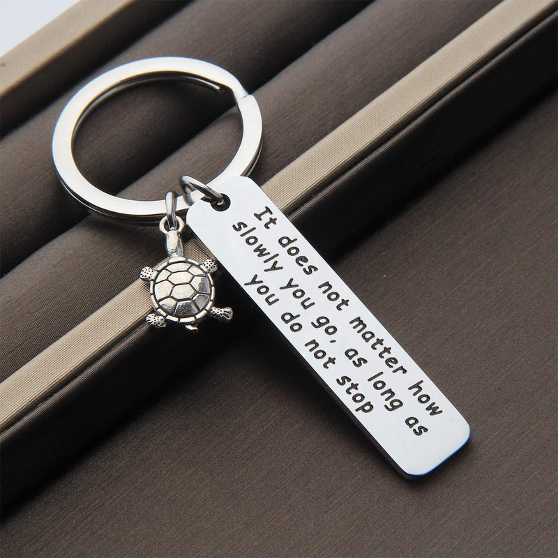 [Australia] - PLITI Turtle Charm Inspirational Keychain Gift It Does Not Matter How Slowly You Go As Long As You Do Not Stop Motivational Gifts for Women metal 