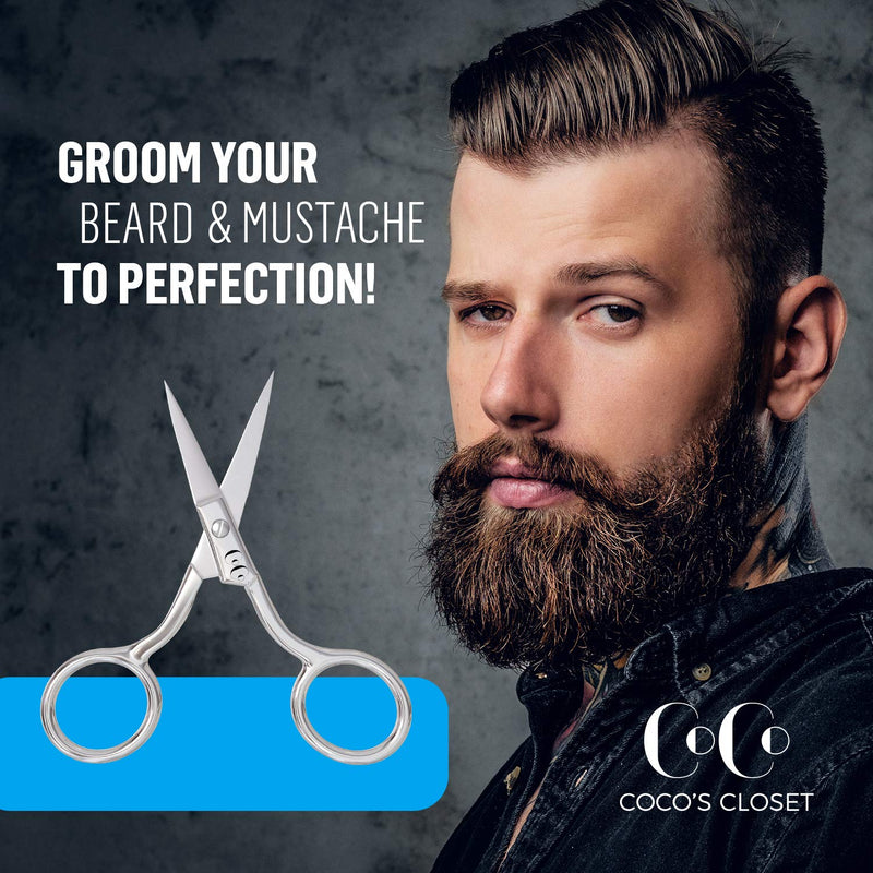 [Australia] - Coco’s Closet Small Scissors for Grooming - Stainless Steel Straight Tip Scissor for Hair Cutting – Beard, Ear, Eyebrows, Moustache, Nose Trimming 