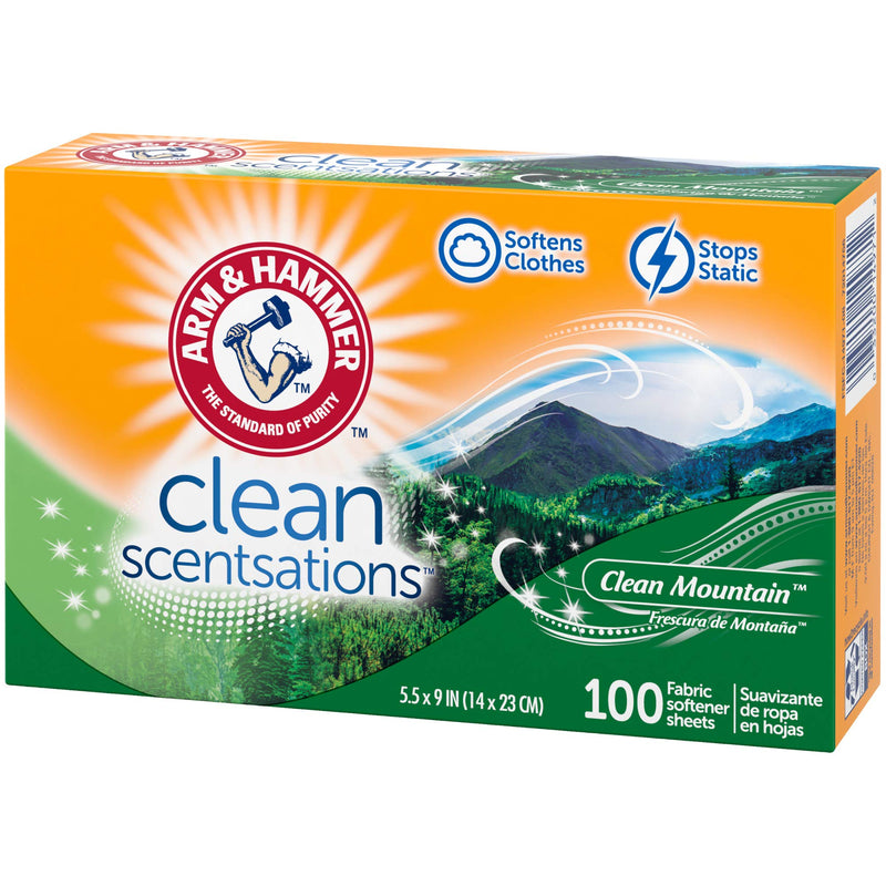 [Australia] - Arm & Hammer Fabric Softener Sheets, 100 sheets, Clean Mountain 