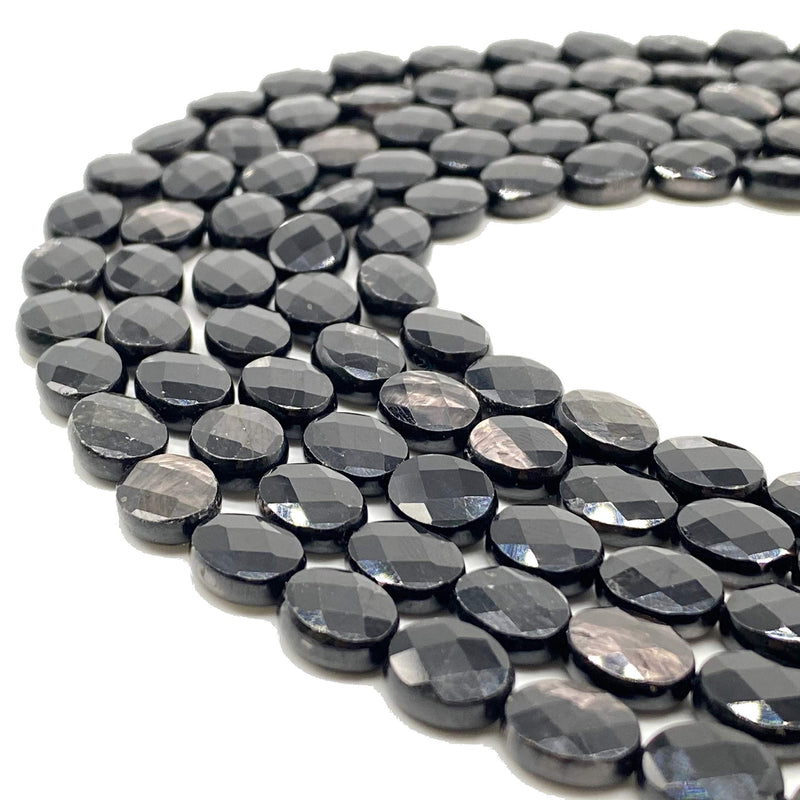 [Australia] - [ABCgems] Quebec Black Aura Hypersthene AKA Magical Stone (Gorgeous Flash- Mohs Hardness 6) Tiny 6X8mm Micro-Faceted Diamond-Cut Checkerboard Oval Beads (More Surface to Reflect Light) 
