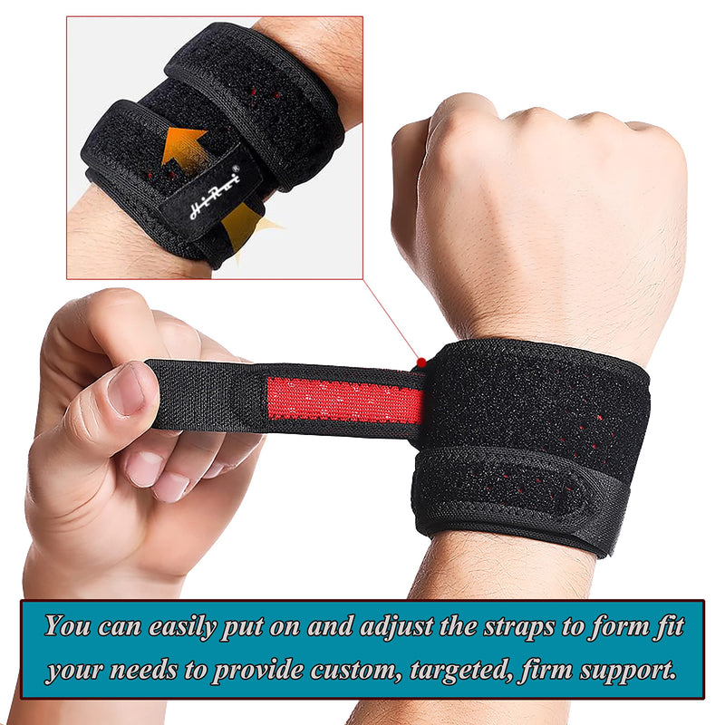 [Australia] - HiRui Wrist Brace Wrist Wraps, Compact Wristband Compression Wrist Straps Wrist Support for Workout Tennis Weightlifting, Tendonitis, Carpal Tunnel Arthritis, Pain Relief - One Size (Black, 1 Pack) Black, 1 Pack 