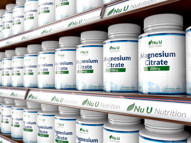[Australia] - Magnesium Citrate 200mg | 180 Tablets for 6 Month Supply of Magnesium Tablets | Made in The UK by Nu U Nutrition 