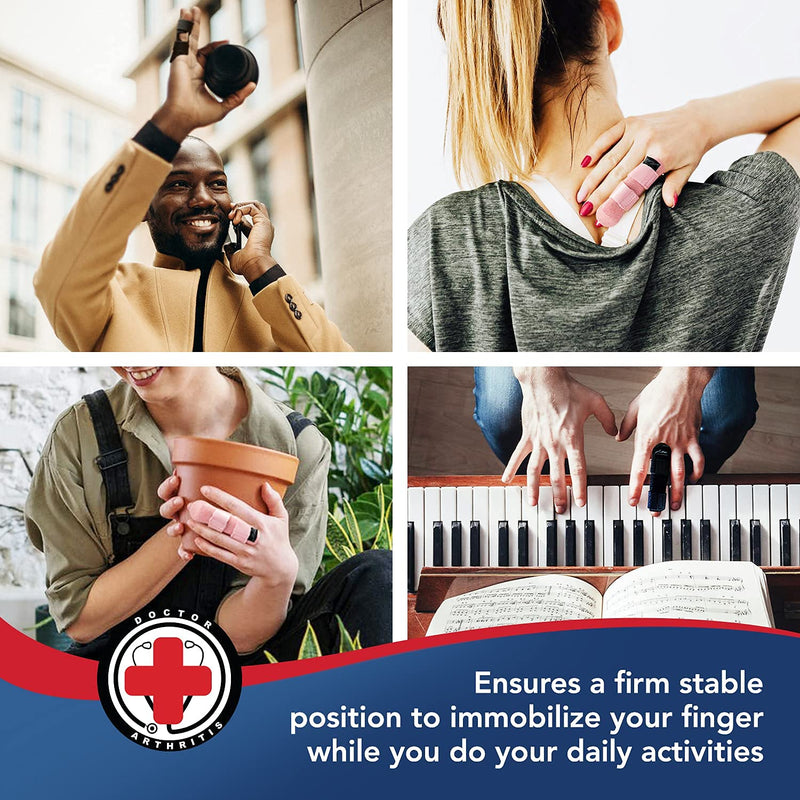 [Australia] - Doctor Developed Finger Splint & Handbook - Trigger Finger, Arthritis, RSI - Fits Ring, Index, Pinky & Middle - 2 sizes (Black, L/XL, Single) Black 1 