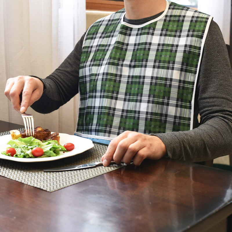 [Australia] - 3 Pack Adult Bibs with Crumb Catcher - Waterproof and Reusable Clothing Protectors for Elderly Men and Women 